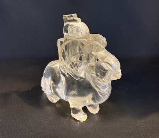 figure of an archaising bird in rock crystal 
China 1900/1940